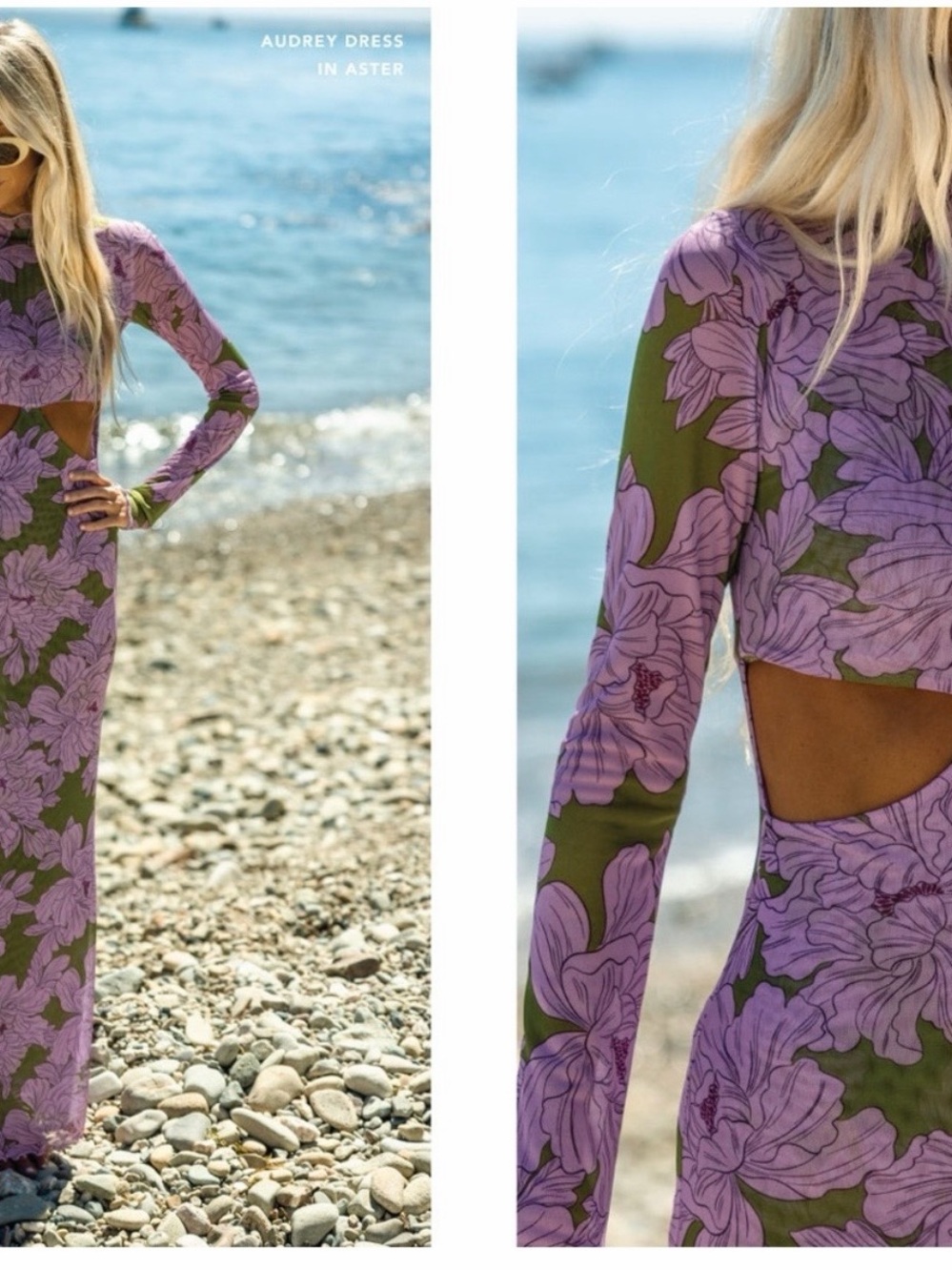 RESA x The Salty Blonde Purple Floral Long-Sleeve Maxi Dress